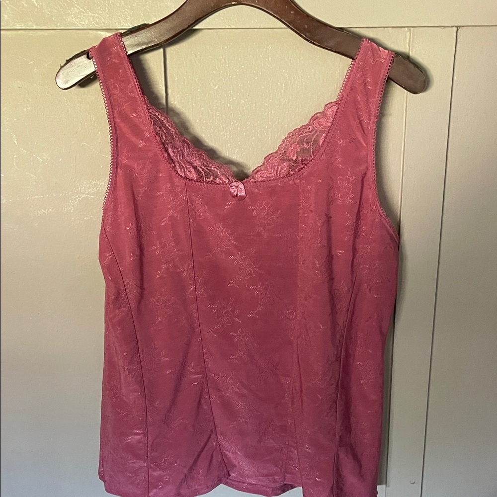 Elegant Rose Pink Lace Trim Blouse